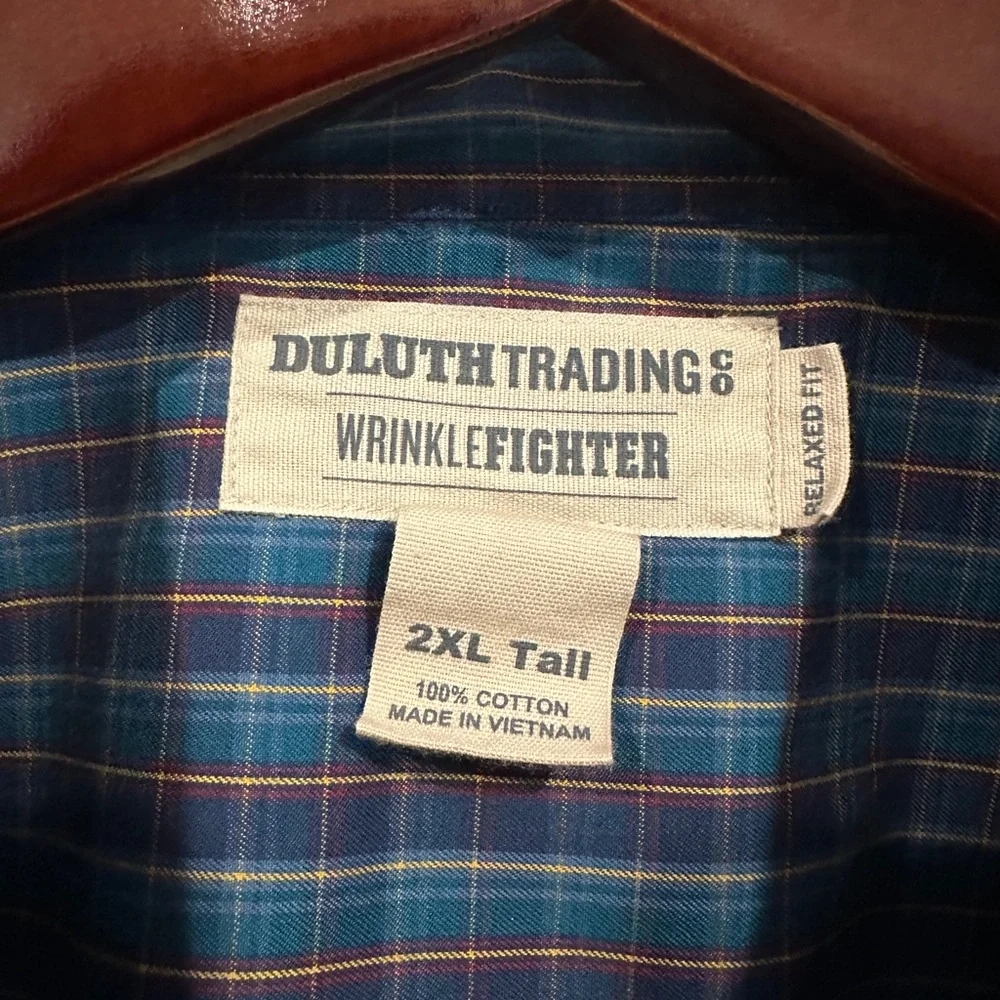 Vintage DULUTH TRADING CO Plaid Button Up Shirt Wrinkle Fighter 2xl  Tall‎ - Picture 3 of 4